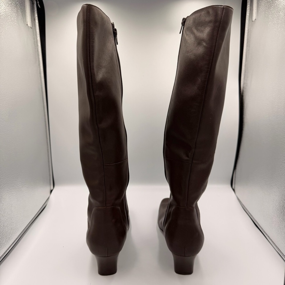 Chadwicks Leather Chocolate Brown Knee High Low Heel Square Toe Classic Boot 11 - Picture 5 of 11